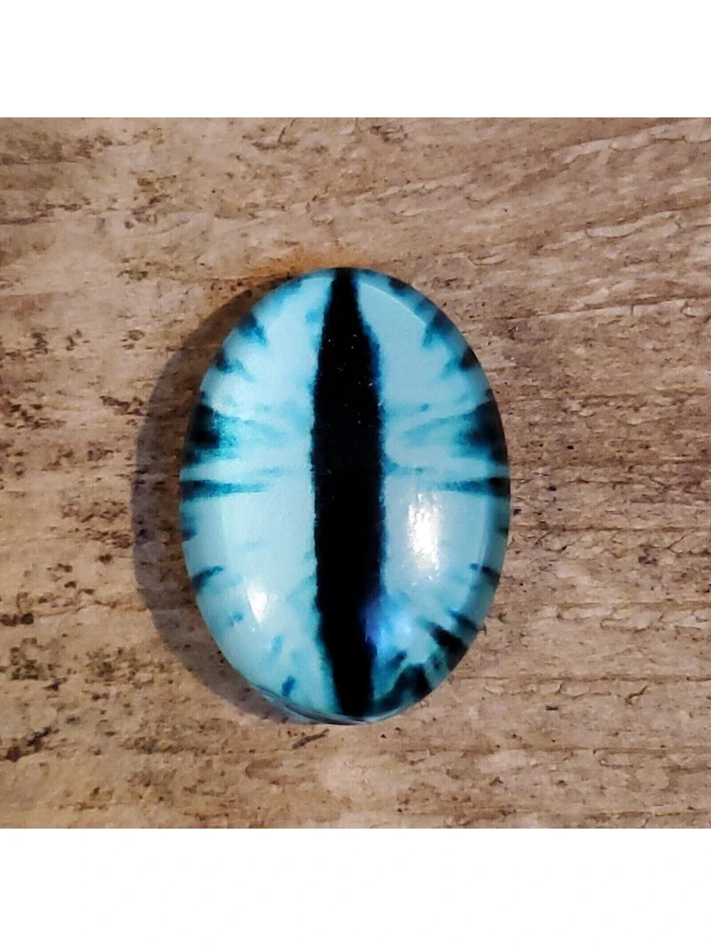 Dragon Eyes Black Aqua Blue GoT Fan Glass Cabochons 18x13mm Oval 2 pcs